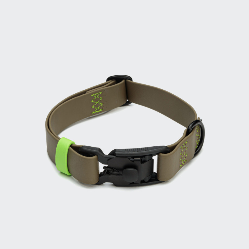 Obroża Cloud7 BioThane Ipanema Olive-Neongreen — detal