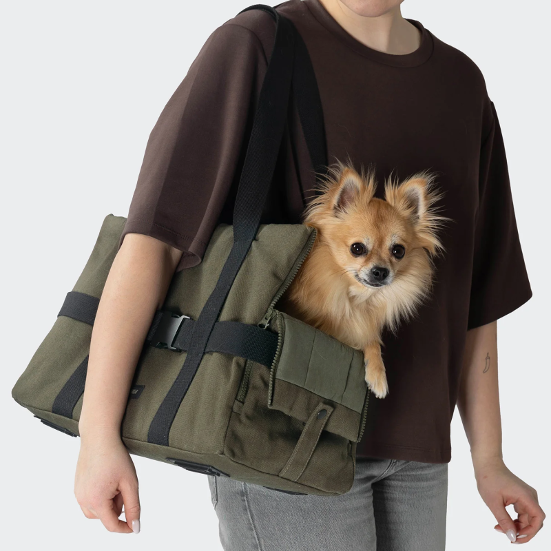 Torba dla psa Cloud7 Turin Canvas Olive — transporter i torba 2w1 | ventisei&Co.