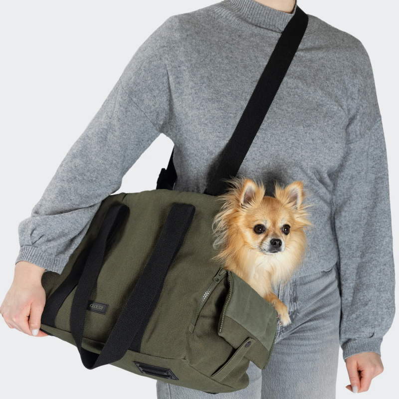 Torba dla psa Cloud7 Turin Canvas Olive — transporter i torba 2w1 | ventisei&Co.