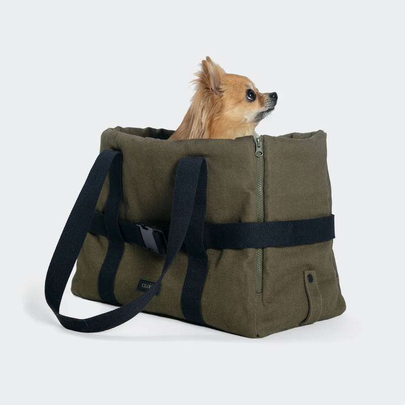 Torba dla psa Cloud7 Turin Canvas Olive — transporter i torba 2w1 | ventisei&Co.