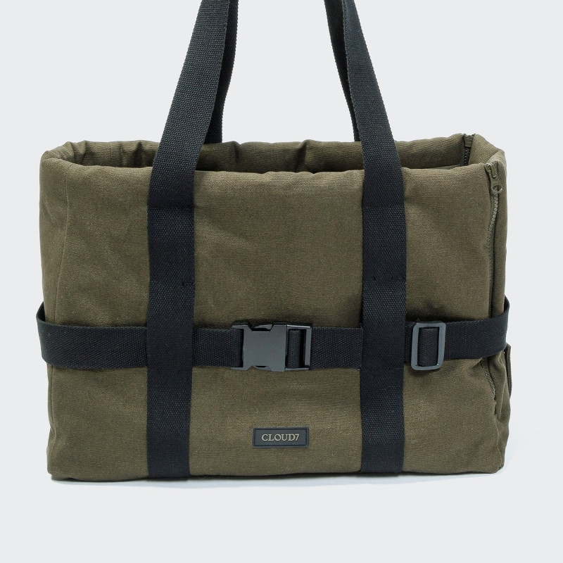 Torba dla psa Cloud7 Turin Canvas Olive — transporter i torba 2w1 | ventisei&Co.
