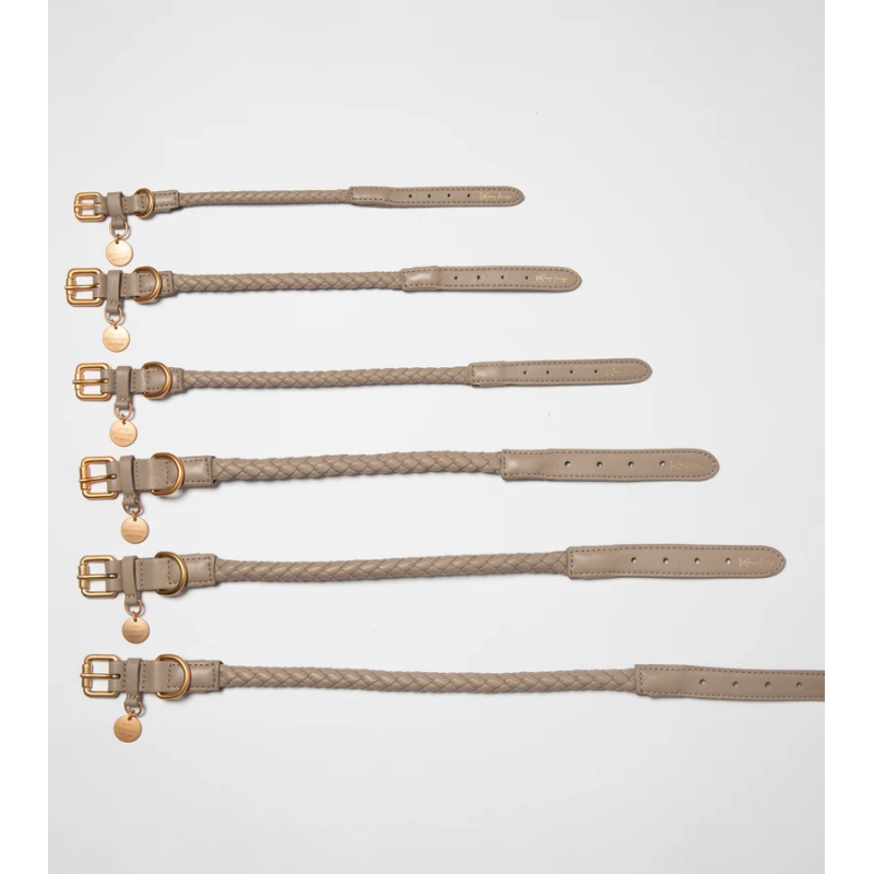 Obroża Ferdinando Lazy Taupe 2.8 Design for Dogs — skóra pleciona | ventisei&Co.