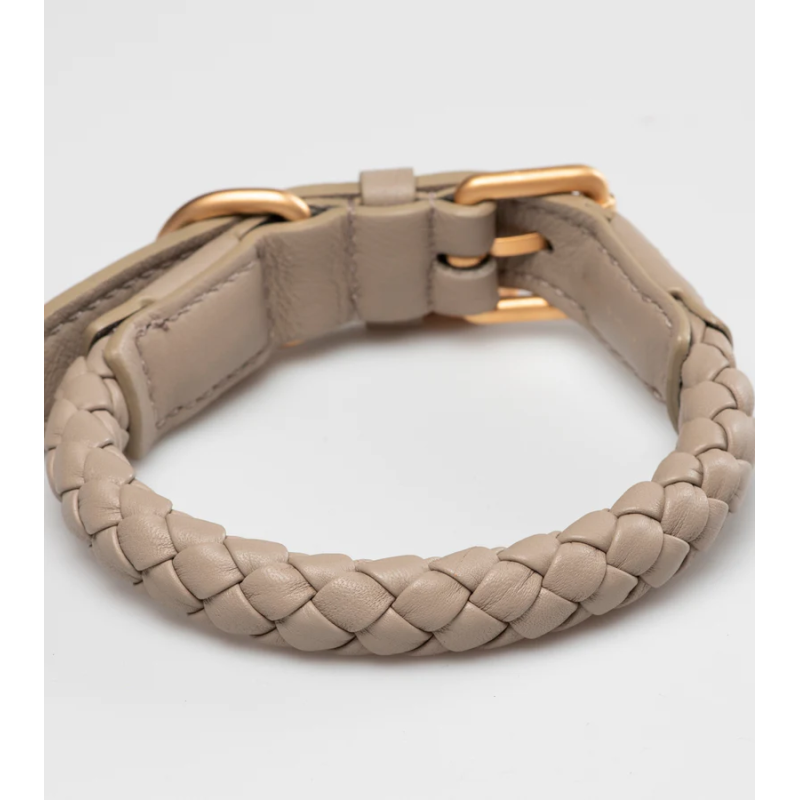Obroża Ferdinando Lazy Taupe 2.8 Design for Dogs — skóra pleciona | ventisei&Co.