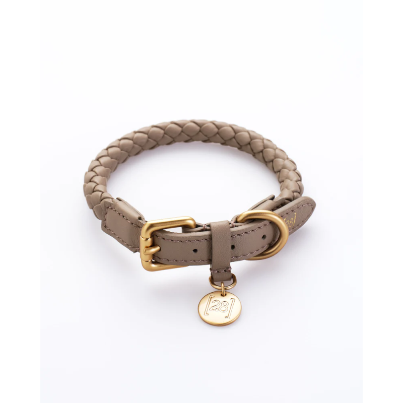 Obroża Ferdinando Lazy Taupe 2.8 Design for Dogs — skóra pleciona | ventisei&Co.