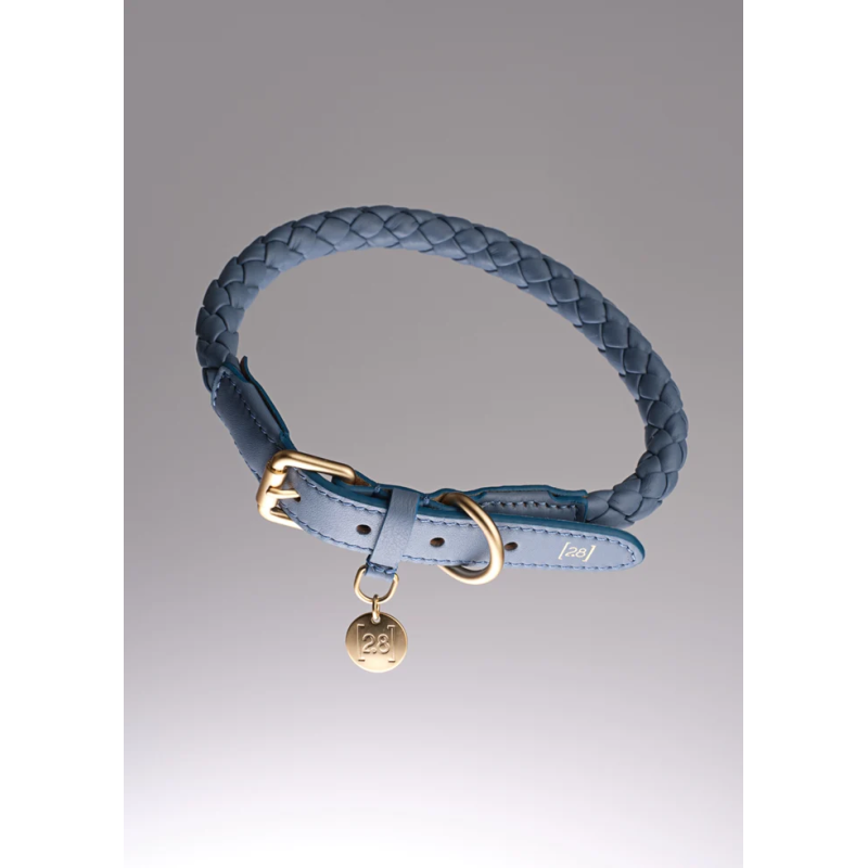 Obroża Ferdinando Dusty Blue 2.8 Design for Dogs — skóra pleciona | ventisei&Co.