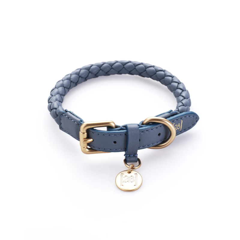 Obroża Ferdinando Dusty Blue 2.8 Design for Dogs — skóra pleciona | ventisei&Co.