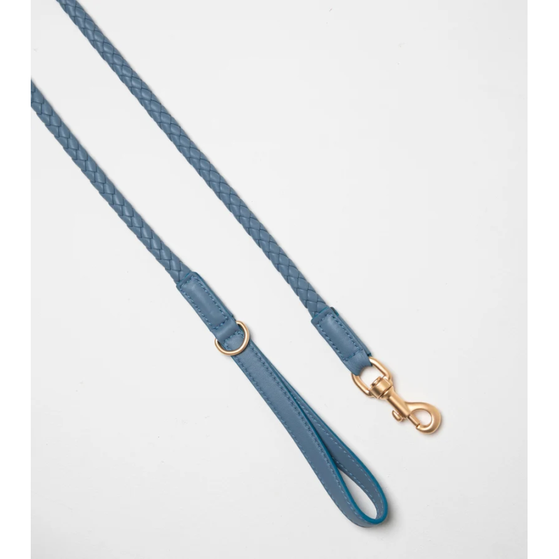 Smycz Ferdinando Dusty Blue 2.8 Design for Dogs — skóra pleciona | ventisei&Co.