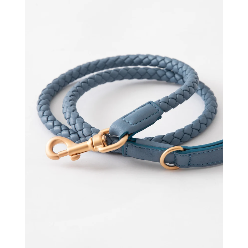 Smycz Ferdinando Dusty Blue 2.8 Design for Dogs — skóra pleciona | ventisei&Co.