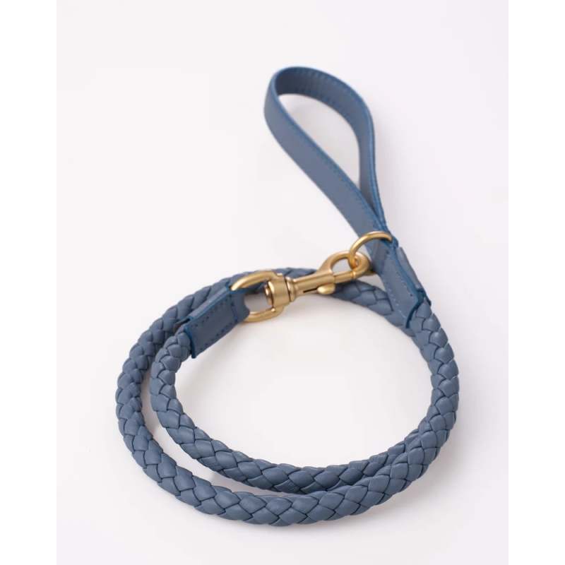 Smycz Ferdinando Dusty Blue 2.8 Design for Dogs — skóra pleciona | ventisei&Co.