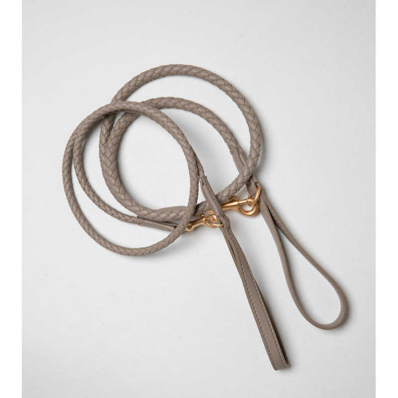Smycz Ferdinando Lazy Taupe 2.8 Design for Dogs — skóra pleciona | ventisei&Co.