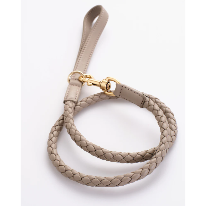 Smycz Ferdinando Lazy Taupe 2.8 Design for Dogs — skóra pleciona | ventisei&Co.