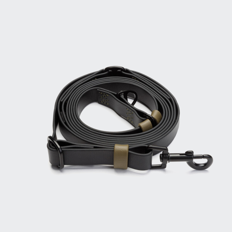 Smycz bezuchwytowa BioThane Black-Olive Cloud7