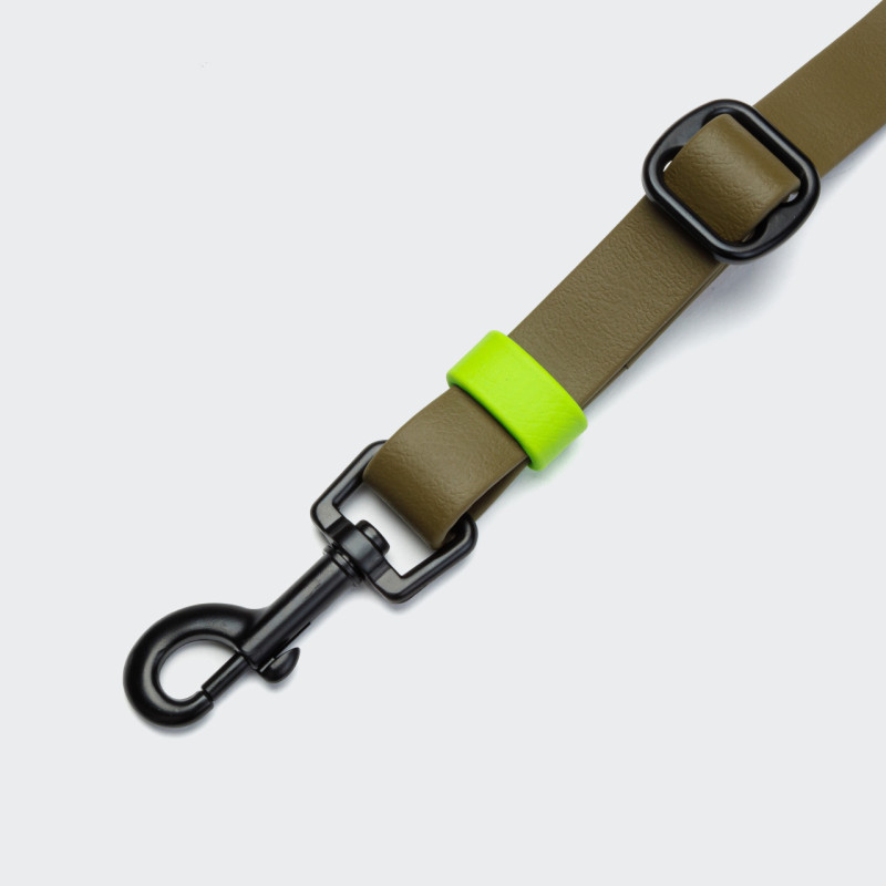 Smycz Cloud7 BioThane Olive Neon detal