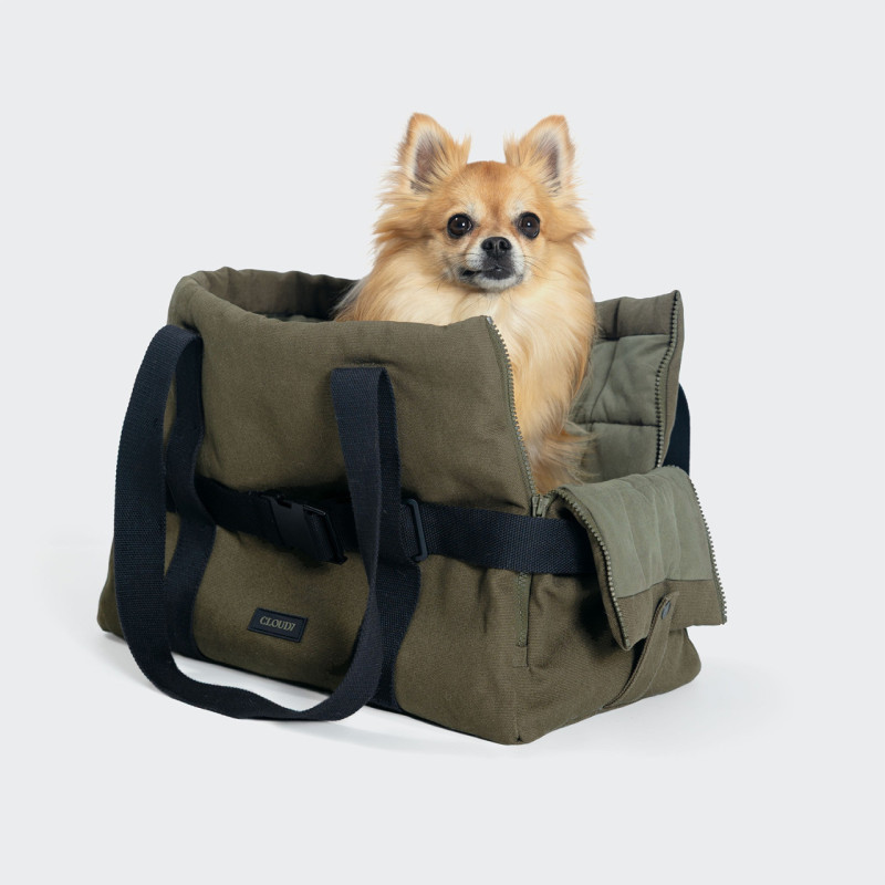 Torba dla psa Cloud7 Turin Canvas Olive z psem