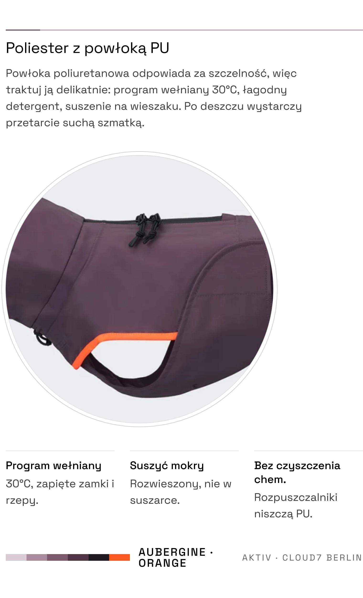 Płaszcz AKTIV dla jamnika Aubergine/Orange — poliester z powłoką PU, pranie 30°C