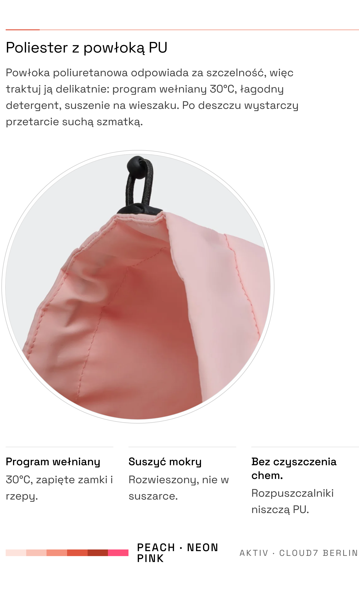 Płaszcz AKTIV Peach/Neon Pink — poliester z powłoką PU, pranie 30°C