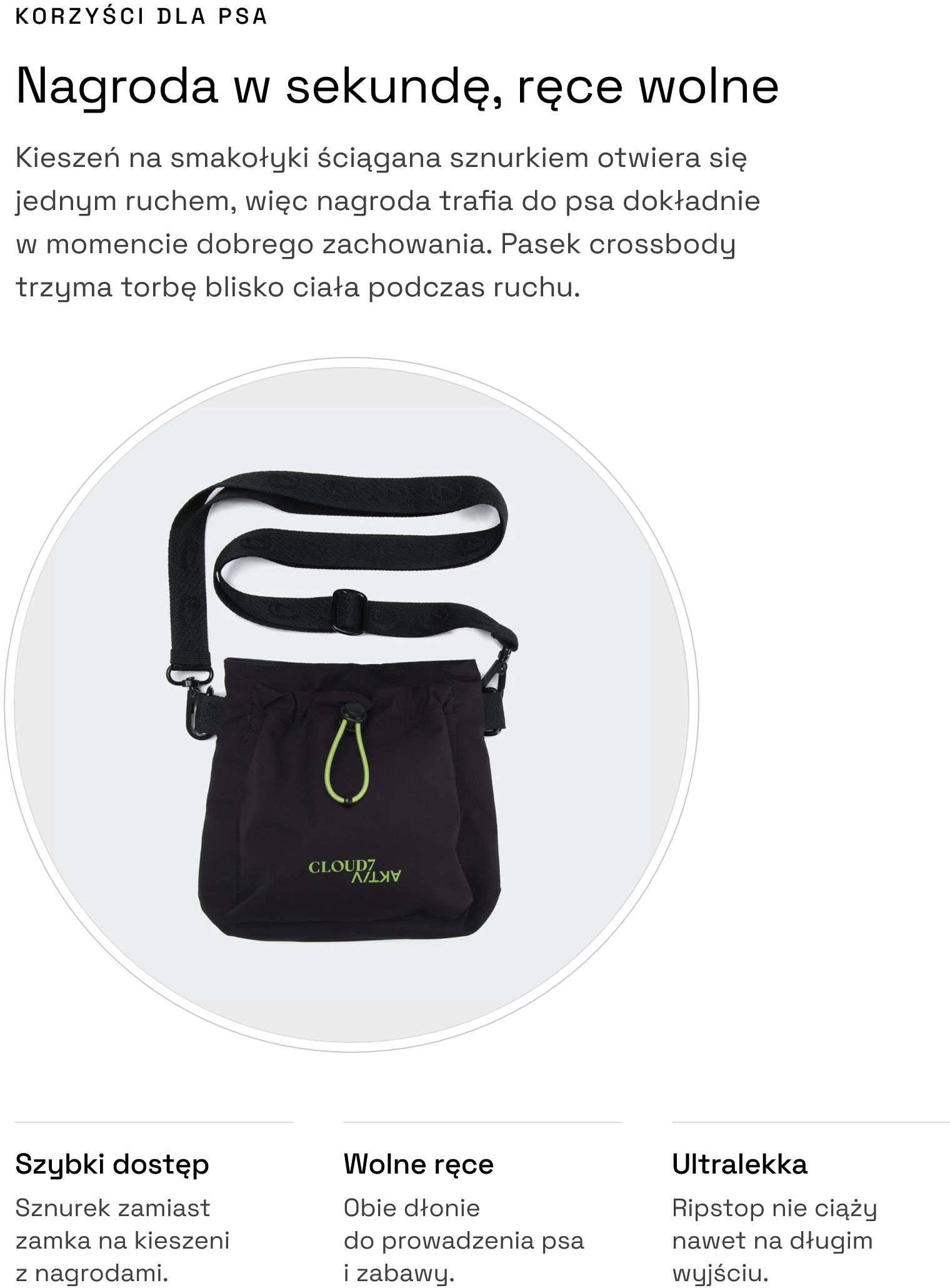Torba crossbody na smakołyki AKTIV Black: korzyści dla psa